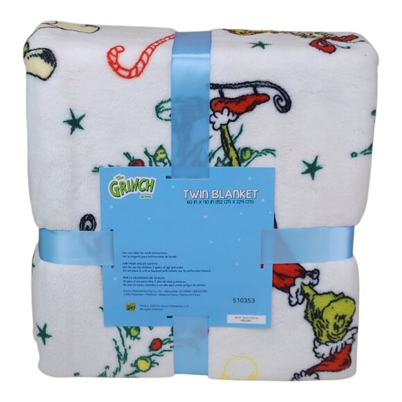 Dr. Seuss The Grinch Oversized Plush Throw Blanket 60X90" Twin Christmas Sally - Picture 4 of 10
